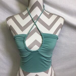 Better Be Womens Teal Halter Neck Top Sz S